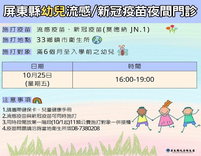 屏東縣夜間疫苗雙打門診開跑！守護幼兒健康，全家齊心接種抗疫