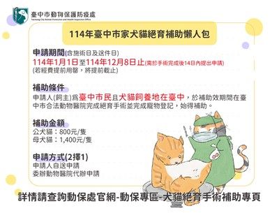 關愛毛孩健康 —— 臺中市犬貓絕育補助計畫暖心啟動